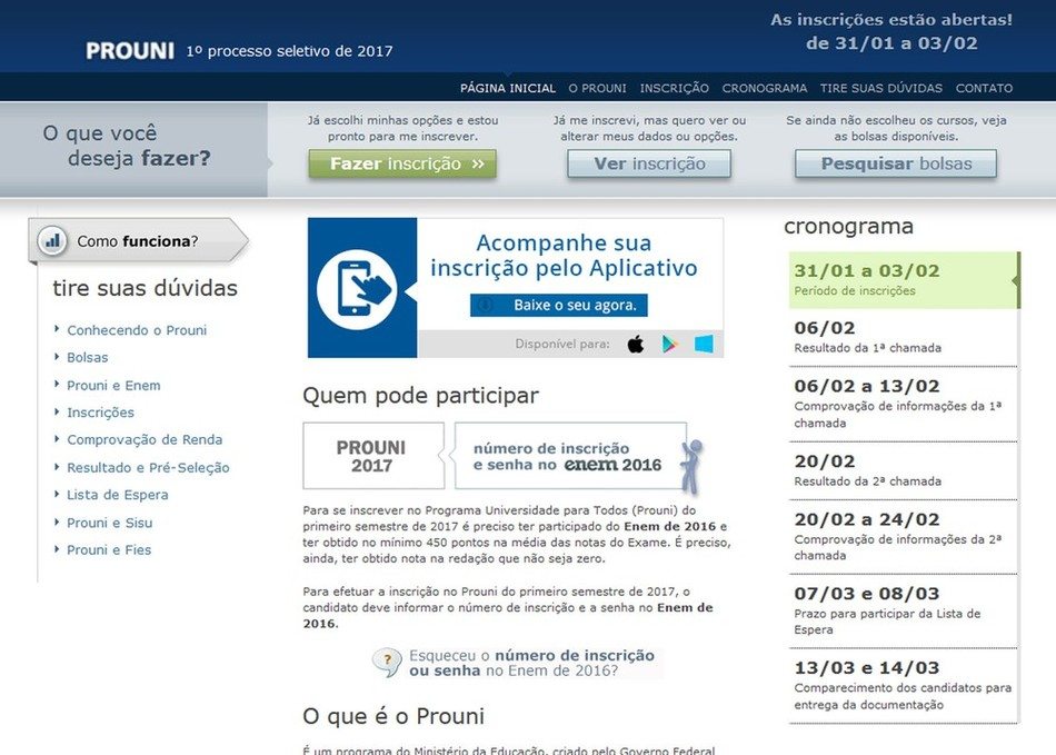 Seleção é realizada por meio do desempenho no Enem e da condição socioeconômica da família do candidato